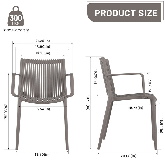 4 Modern Stackable Plastic Armchair Matched With Folding Square Table