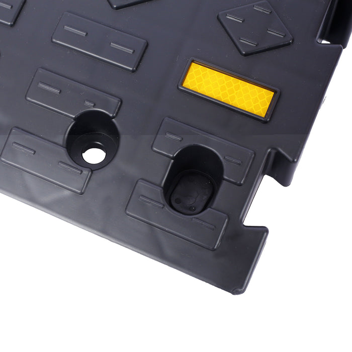 Heavy Duty Plastic 4" High Portable Automotive Curb Ramp For Cars & Wheelchairs Interlocking Design - Black