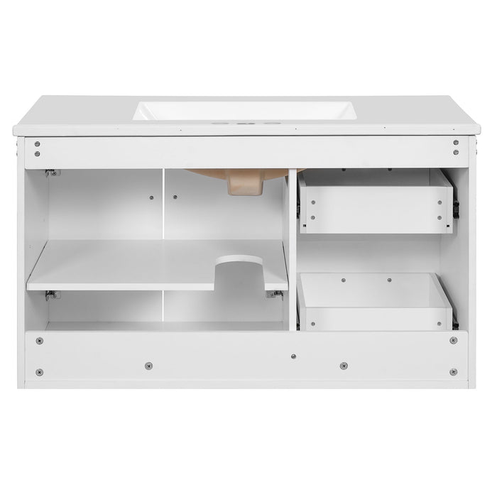 Wall Mounted Bathroom Vanity & Sink, 2 Drawers