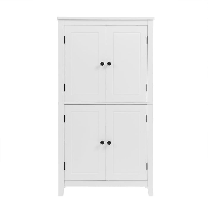 Elegant Bathroom Floor Storage Cabinet With 4 Doors, Adjustable Shelves