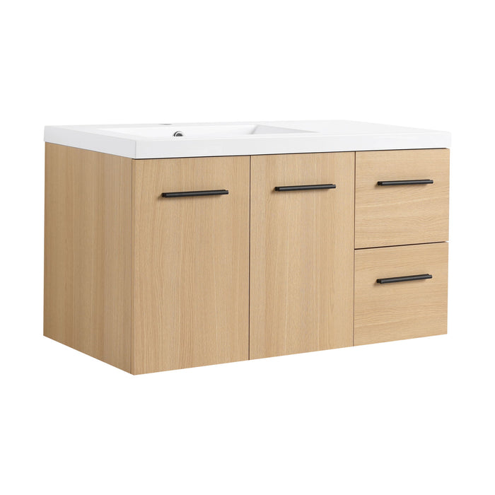Wall Mounted Floating Bathroom Vanity With Sink, Door & Drawers Modular Cabinet