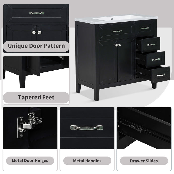 Modern Bathroom Vanity With Sink, Freestanding With Drawers And Doors
