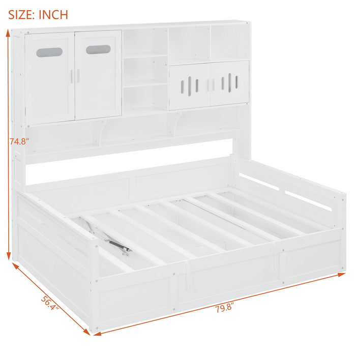 Daybed With All-In-One Cabinet And Shelf