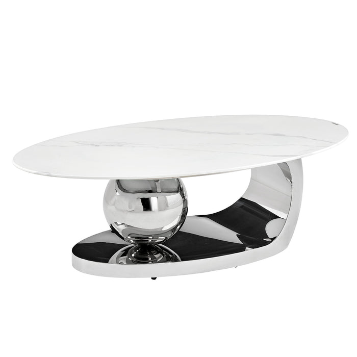 Oval Coffee Table With Geometric Precision