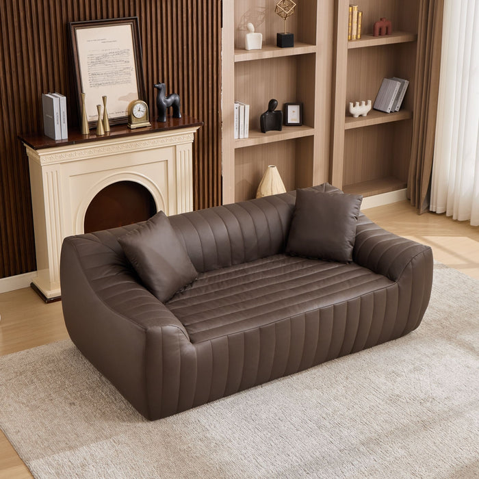 Oversized 2 Seater Loveseat With 2 Decor Throw Pillows, Deep Seat Sofa For Living Rooms