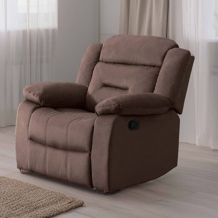 Modern Manual Recliner With Padded Seat And Pillow Arms