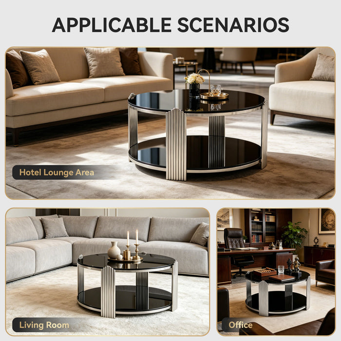 Round Table With Double Layer Storage