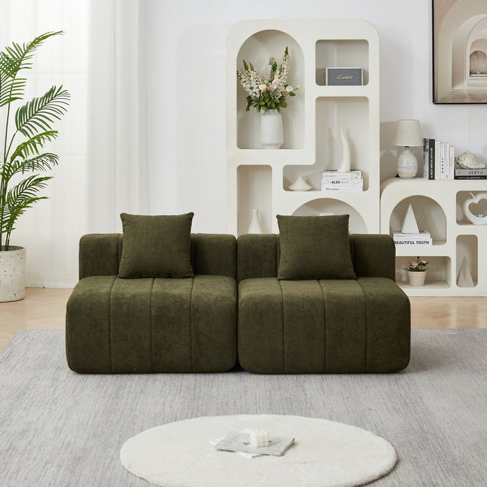 Modular Sectional Sofa With 2 Pillows, Symmetrical Design
