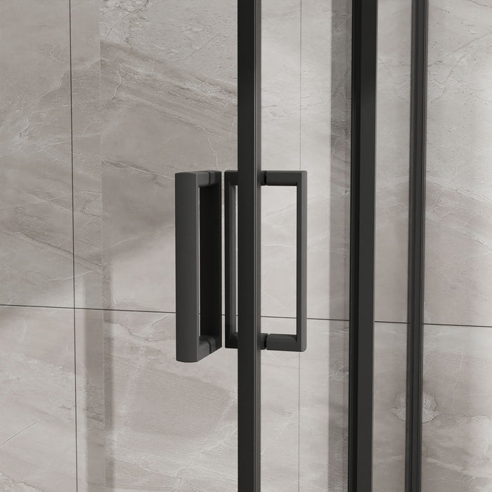 Corner Shower Enclosure With Sliding Door - Matte Black