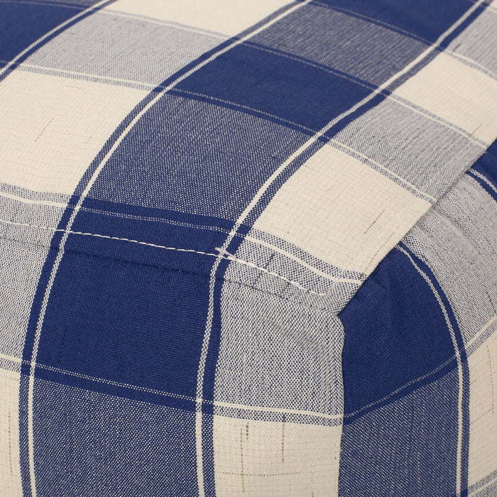 Connor - Checkered Square Pouf Ottoman And Floor Cushion - Ivory / Navy