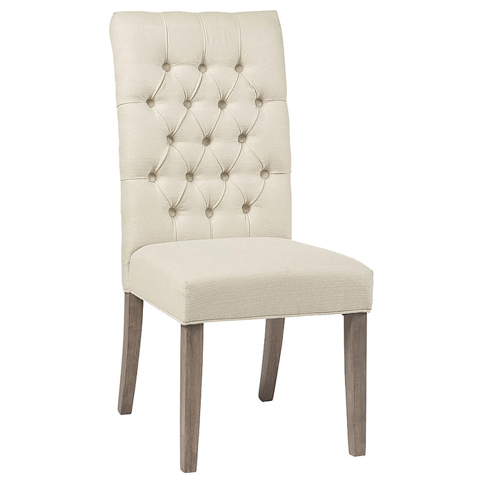 Tufted Back Parson Chairs (Set of 2) - Beige