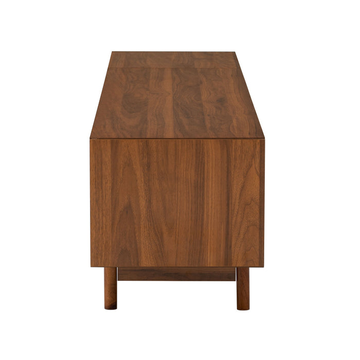 TV Stand With Fluted Doors, 2 Drawers - Walnut