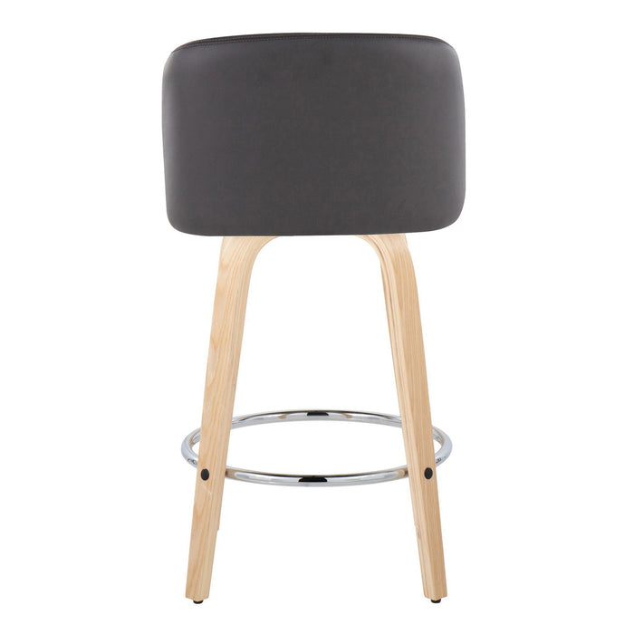 Toriano - Contemporary Fixed-Height Counter Stool With Swivel And Round Footrest (Set of 2)