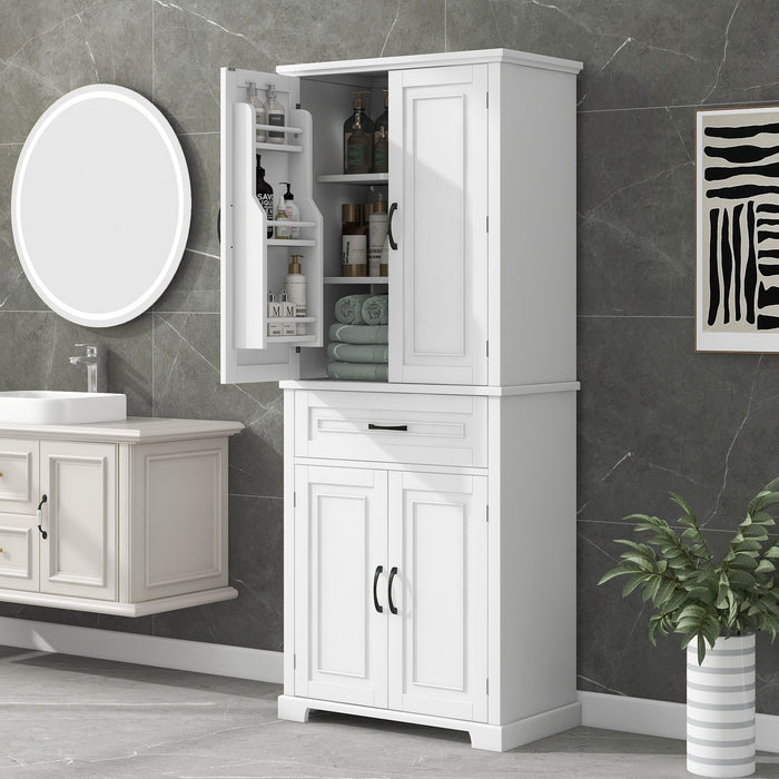 Bathroom Storage Cabinet With Doors And Drawer, Adjustable Shelf