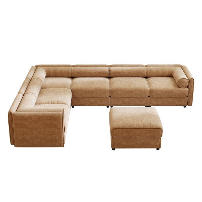 Contemporary Elegant White Chenille Sofa With Storage And Ottoman