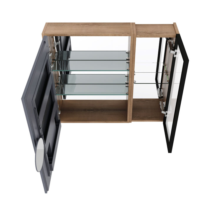 Wall Mounted Bathroom Cabinet & Adjustable Shelves - Imitative Oak