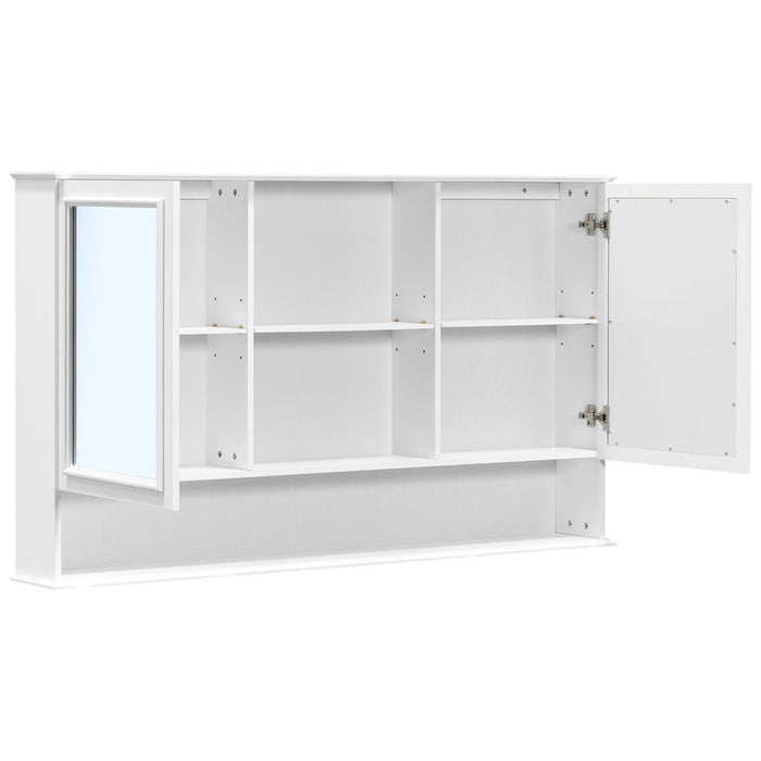 Wall Mounted Bathroom Medicine Cabinet With Double Mirrored Doors