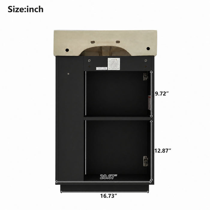 Bathroom Vanity With Sink, Freestanding Wood Grain Cabinet With Storage