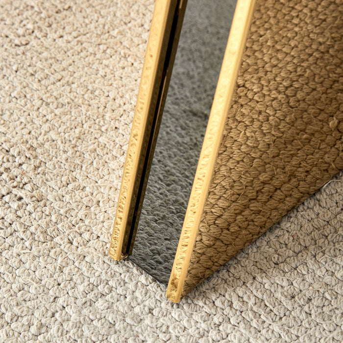 Patterned Slab Dining Table With Golden Stainless Steel Butterfly Legs - Black / Gold