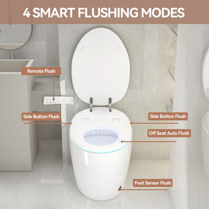 Unique Smart Toile With Built In Bidet, Auto Open / Close Seat, Foot Sensor, LED Display, Night Light, Warm Water & Dryer Ceramic