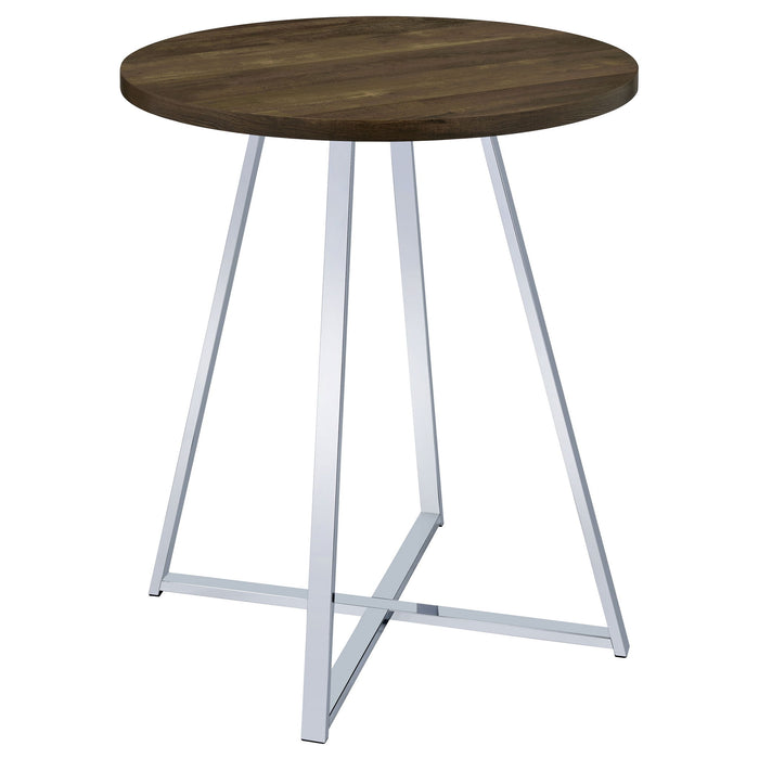 Burkhart - Round Height Bistro Bar Table - Brown Oak