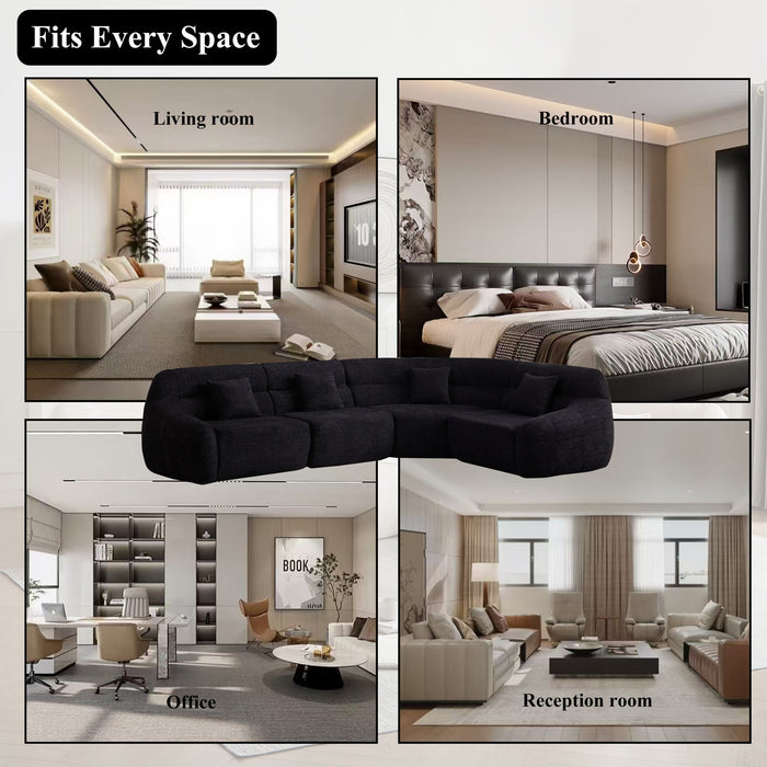 Luxury Curved Corner Sectional Sofa With 4 Pillows