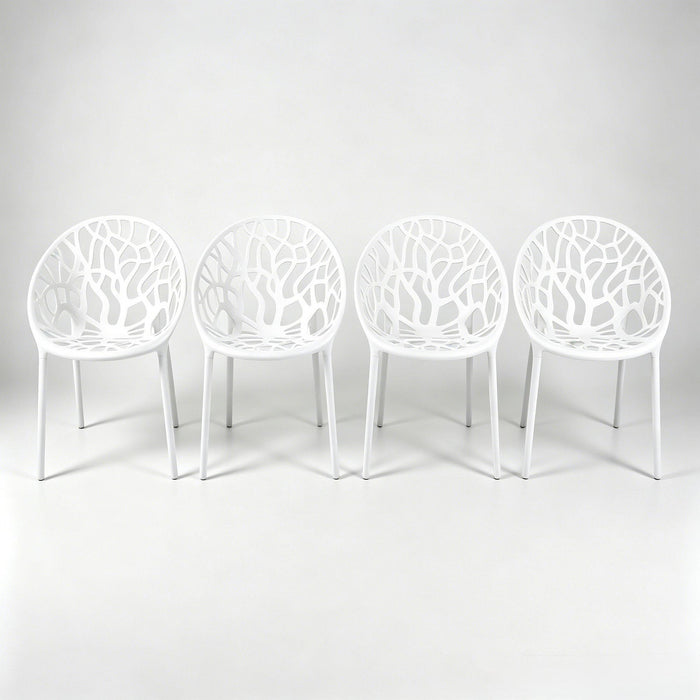 Dining Chair, Transparent Shell Design For Home (Set of 4) - White