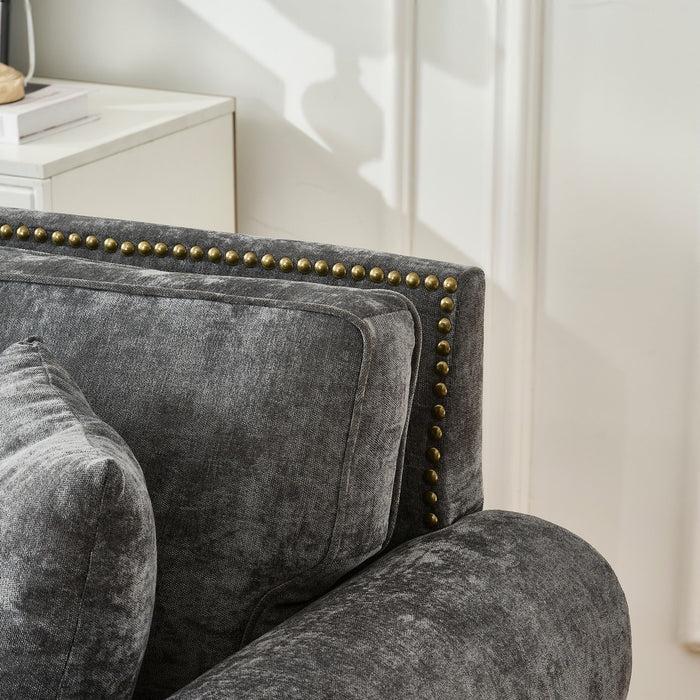 2 Seater Sofa With Rolled Arms, Tufted Upholstered Couch