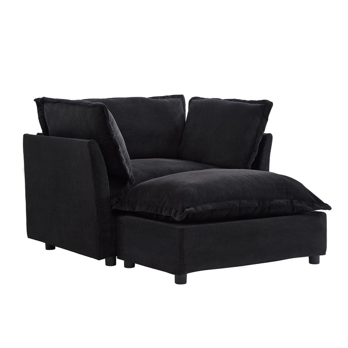 Modern Cozy Upholstered Armchair Sofa With Movable Ottoman