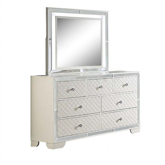 1 Piece Dresser With Diamond-Shaped Knob Handles, Bedroom Furniture - Cream