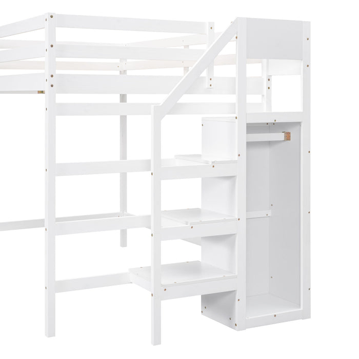 Loft Bed With Built In Storage Wardrobe And Staircase