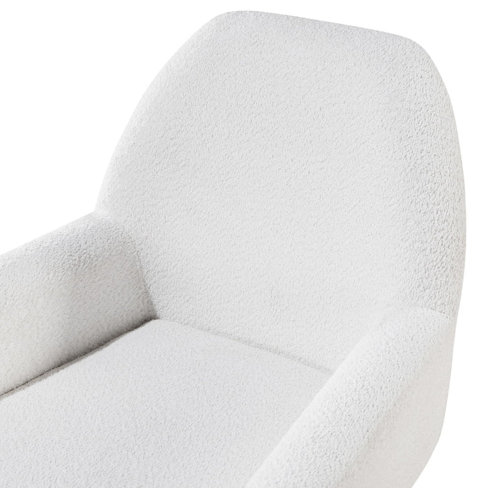 Prince - Mid Century Boucle Arm Chair With Solid Wood Legs - White