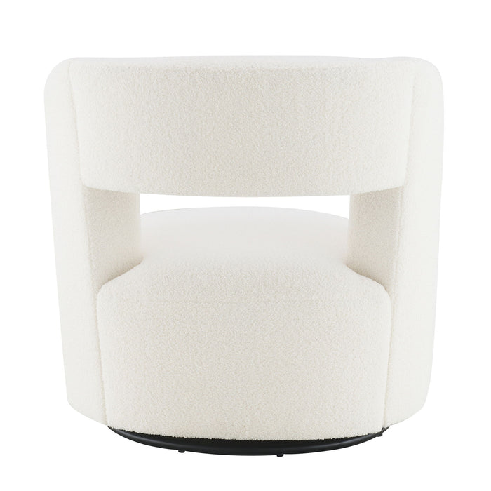 Swivel Comfy Round Barrel Chair With Soft Teddy Fabric For Living Room