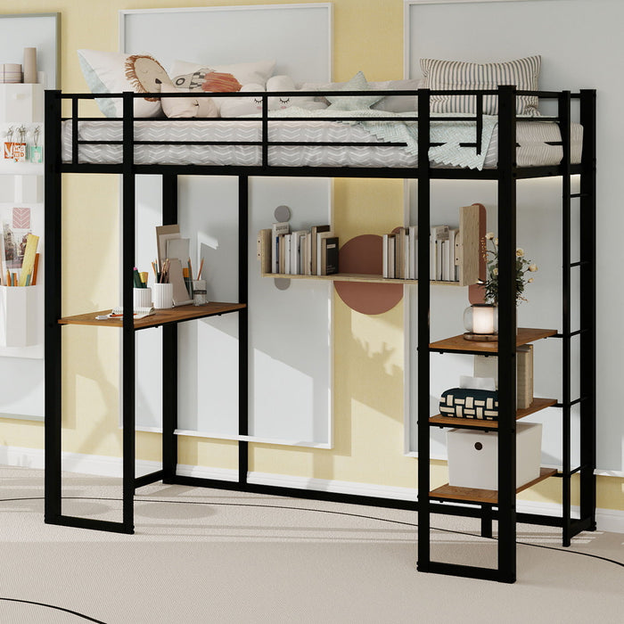 Bunk Bed With L-Shaped Desk And Dual Side Stairs