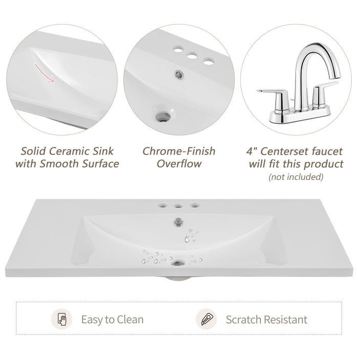 Modern Bathroom Vanity With Sink, Freestanding With Drawers And Doors