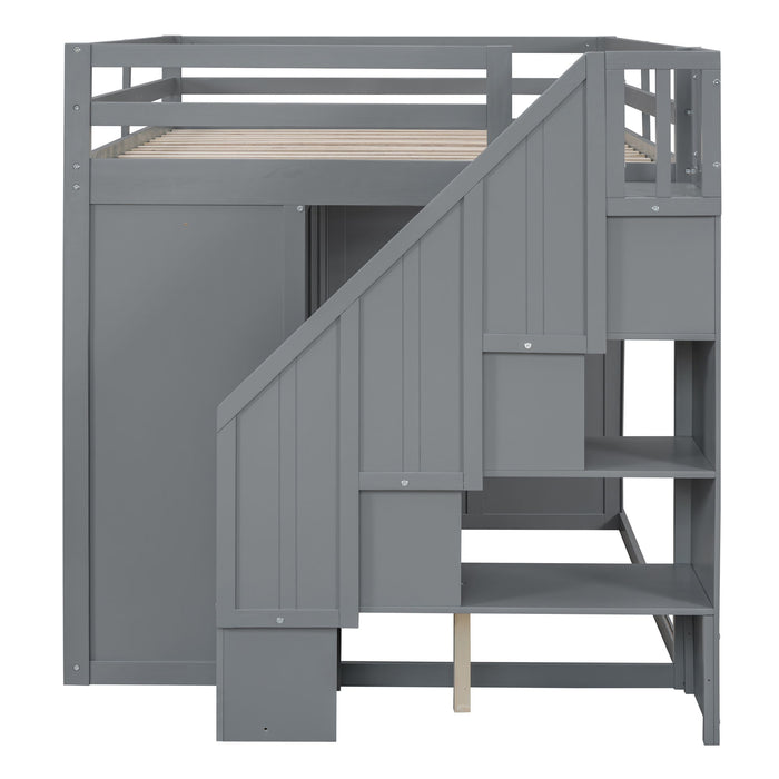 Loft Bed With Built In Wardrobes, Cabinets And Drawers