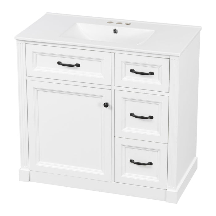 Modern Bathroom Vanity With Sink, 4 Drawers, Soft-Close Door, Adjustable Shelf