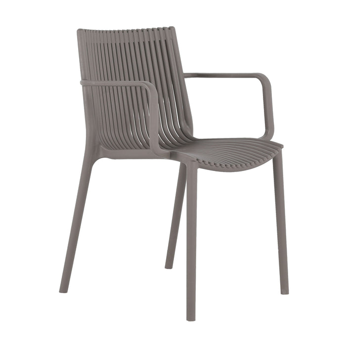 4 Modern Stackable Plastic Armchair Matched With Folding Square Table