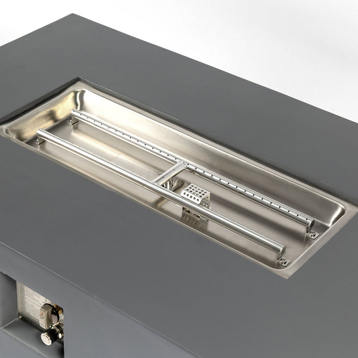 Volon - Rectangular Fire Pit Table, Propane Powered, 50,000 BTU - Light Gray