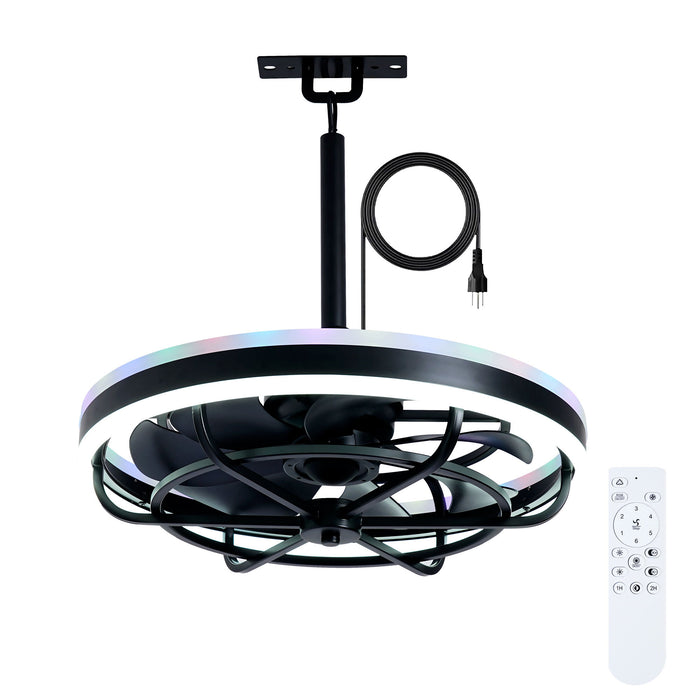Ceiling Fan Light LED Light Source And Remote Control, 3000 - 6500K Dimmable LED Fan Light, 6 Speeds, For Living Room - Matte Black