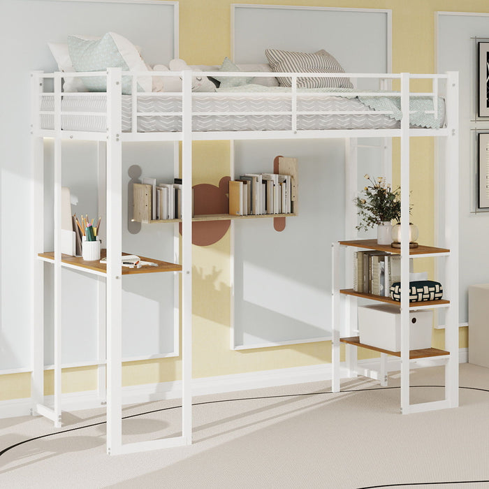 Bunk Bed With L-Shaped Desk And Dual Side Stairs