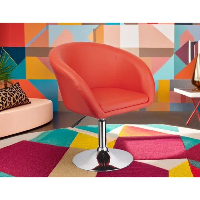 Adjustable Swivel Barrel Chair For Dining Room - Red