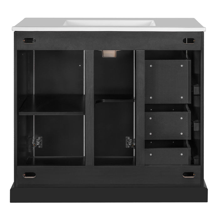 Bathroom Vanity With Sink, Soft Close Doors, Adjustable Shelf & 3 Drawers