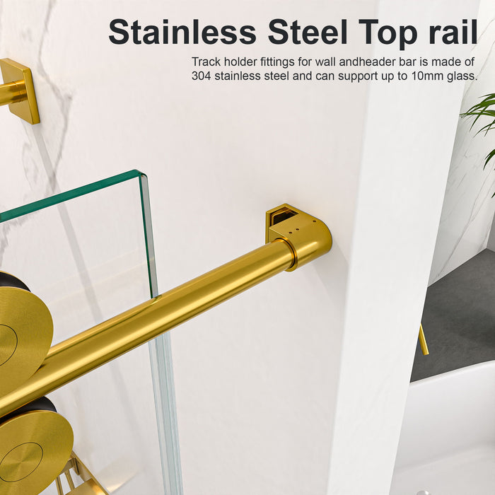 Frameless Single Sliding Shower Door With Clear Tempered Glass