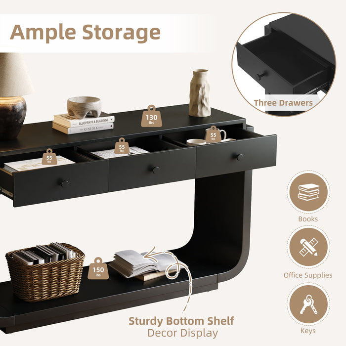 Console Table With 3 Drawers, Display Shelf