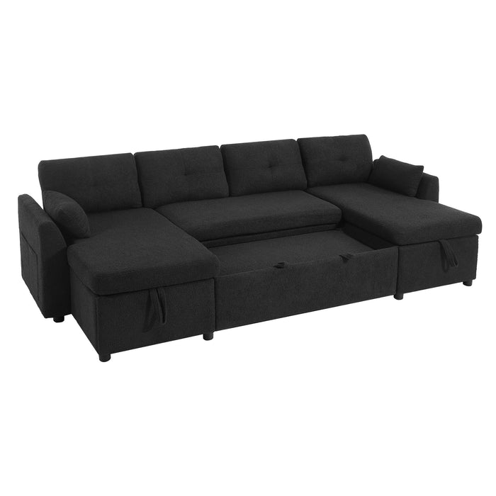 U-Shaped Sectional Sofa Bed With Storage And USB Ports
