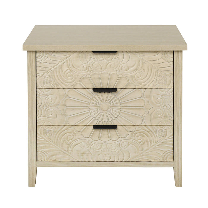 3 Drawer Cabinet, American Furniture, Suitable For Bedroom, Living Room, Study - Natural