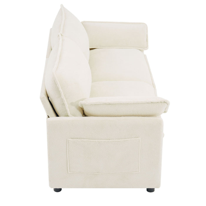 Modern Loveseat Sofa, Upholstered Couch With Side Storage Pockets