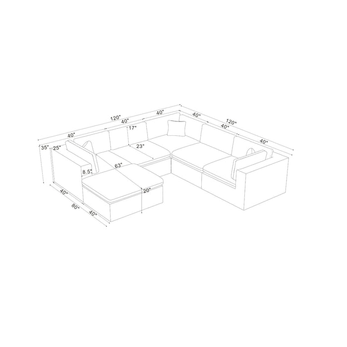 Custom Configuration Modular Sectional With Toss Pillows