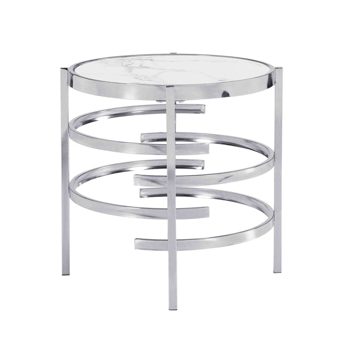 Elegant Round Table With Sintered Stone Top & Sturdy Metal Frame